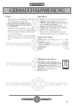 Preview for 14 page of Power Craft 54772 Instruction Manual