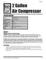 Предварительный просмотр 3 страницы Power first 2 Gallon Air Compressor User Manual