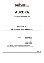 Preview for 1 page of Power One Aurora PVI-110.0-YY User, Installation And Maintenance Manual