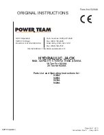 Power Team 9105A Parts List And Operating Instructions preview