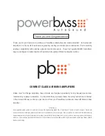 Предварительный просмотр 2 страницы PowerBass ACA-250.1 Owner'S Manual