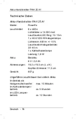 Preview for 78 page of Powerfix Profi PAH 25 A1 User Manual And Service Information