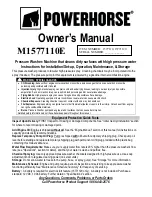 Предварительный просмотр 1 страницы Powerhorse M1577110E Owner'S Manual