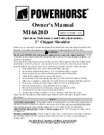 Powerhorse M16620D Owner'S Manual preview