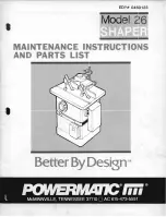 Powermatic 26 Maintenance Instructions And Parts List preview