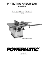 Preview for 1 page of Powermatic 72A Instruction Manual & Parts List