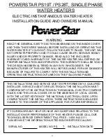 Preview for 1 page of PowerStar PS19T Installation Manual And Owner'S Manual