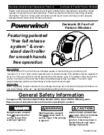 POWERWINCH Deckmate 25 Free Fall Pontoon Windlass Operating Instructions And Replacement Parts List Manual preview