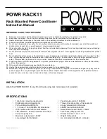 Preview for 1 page of POWR RACK11 Instruction Manual