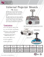 Premier Mounts Universal Projector Mount PBL-UMP Datasheet preview