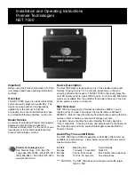 Предварительный просмотр 1 страницы PREMIER TECHNOLOGIES NET 7000 Installation And Operating Instructions