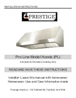 Prestige Pro Line Model Hoods Installation Instructions Manual preview