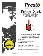 Presto Lifts Power Stak PPS2200-62NAS Installation, Operation And Service Manual preview