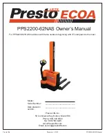 Presto Lifts Power Stak PPS2200-62NAS Owner'S Manual preview