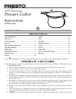 Presto 100th Anniversary Instructions And Recipes Manual preview