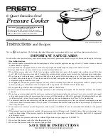 Presto 6-Quart Stainless Steel Instructions Manual предпросмотр