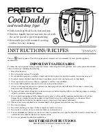Presto CoolDaddy 5442 Instructions And Recipes Manual preview