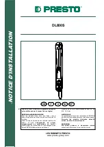 Preview for 1 page of Presto DL800S Installation Instructions Manual