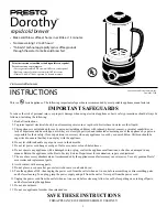 Preview for 1 page of Presto Dorothy Instructions