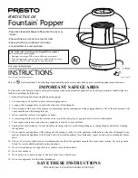 Предварительный просмотр 1 страницы Presto Orville Redenbacher's Fountain Instructions