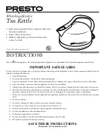 Presto Whistling Electric Tea Kettle Instructions preview