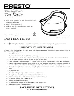 Предварительный просмотр 1 страницы Presto Whistling Electric Tea Kettle Instructions