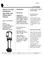 Предварительный просмотр 1 страницы PRICE PUMP LT Vertical Installation, Operating And Maintenance Manual