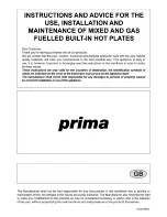 Предварительный просмотр 1 страницы Prima PRGH 102 Instructions And Advice For The Use, Installation And Maintenance