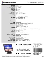 Princeton LCD Flat Panel TV LCD 1708 Product Specifications предпросмотр