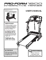 Pro-Form 1800 Interactive Trainer Treadmill User Manual preview