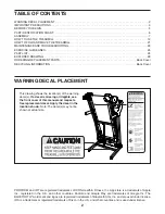 Preview for 2 page of Pro-Form 205 CST User Manual