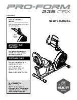 Pro-Form 235 CSX User Manual предпросмотр