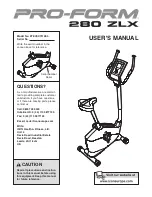 Pro-Form 280 Zlx Bike Manual preview