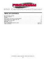 Preview for 2 page of Pro-Form 650 Cardio Cross Trainer User Manual