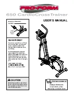 Preview for 1 page of Pro-Form 650 CARDIO CROSSTRAINER User Manual