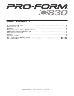 Preview for 2 page of Pro-Form C 830 User Manual