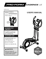 Pro-Form CADENCE LE User Manual preview
