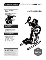 Preview for 1 page of Pro-Form CARBON HIT H7 User Manual