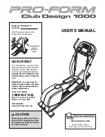 Pro-Form CLUB DESIGN 1000 User Manual preview