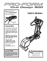 Preview for 1 page of Pro-Form Club Design 800 User Manual