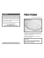 Pro-Form Hydro-Massage Pad User Manual preview