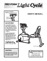 Preview for 1 page of Pro-Form Light Cycle PFRX35390 User Manual