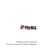 Предварительный просмотр 1 страницы Pro-Ject Audio Systems Essential III RecordMaster Instructions For Use Manual