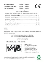 Preview for 2 page of PRO LIFTS VMB TL-054 Operating Instructions & User Manual