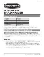 Предварительный просмотр 2 страницы pro.point 18 GAUGE AIR BRAD NAILER User Manual