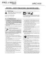 Preview for 4 page of PRO WELD INTERNATIONAL ARC 800 Operation/Maitenance Manual