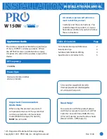 Preview for 1 page of Pro1 IAQ W150W Installation Manual