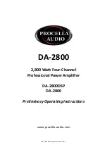 PROCELLA AUDIO DA-2800 Preliminary Operating Instructions preview