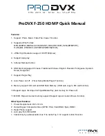 Preview for 1 page of ProDVX F-250 HD Quick Manual