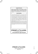 Preview for 86 page of Profi Care 330850 Instruction Manual